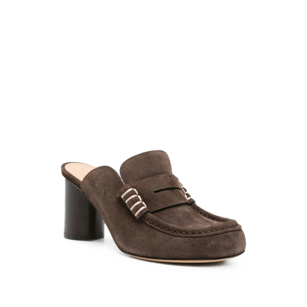 Suede Block-Heel Loafers