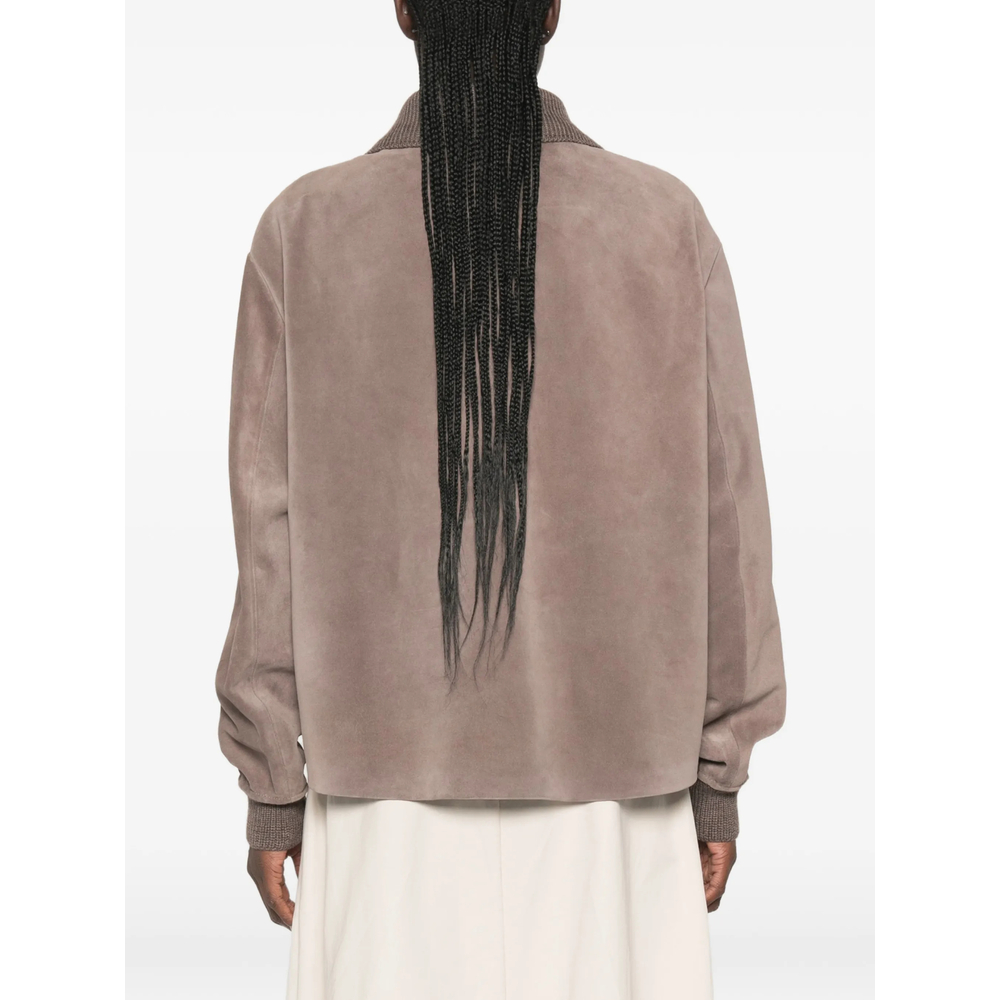 Suede Ribbed-Trim Jacket