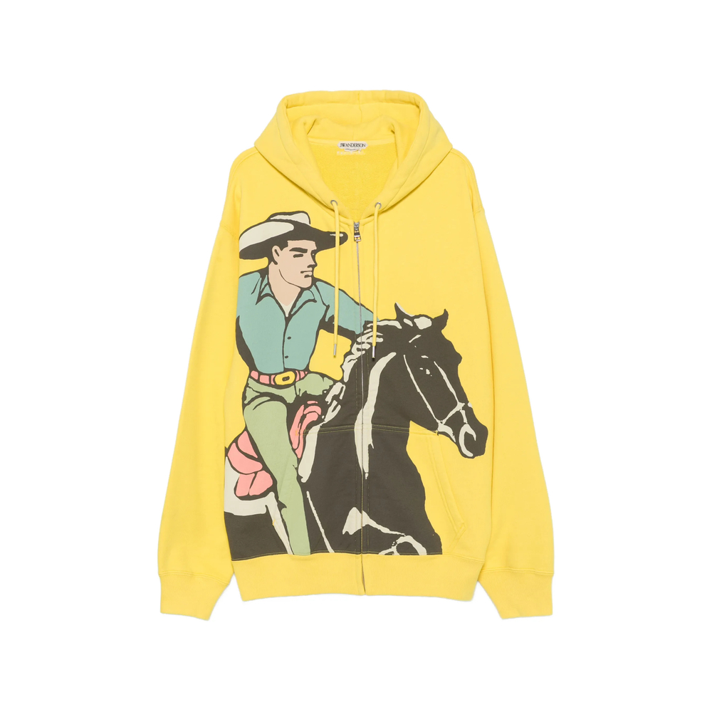 Jw Anderson Cowboy-print Zip-up Hoodie