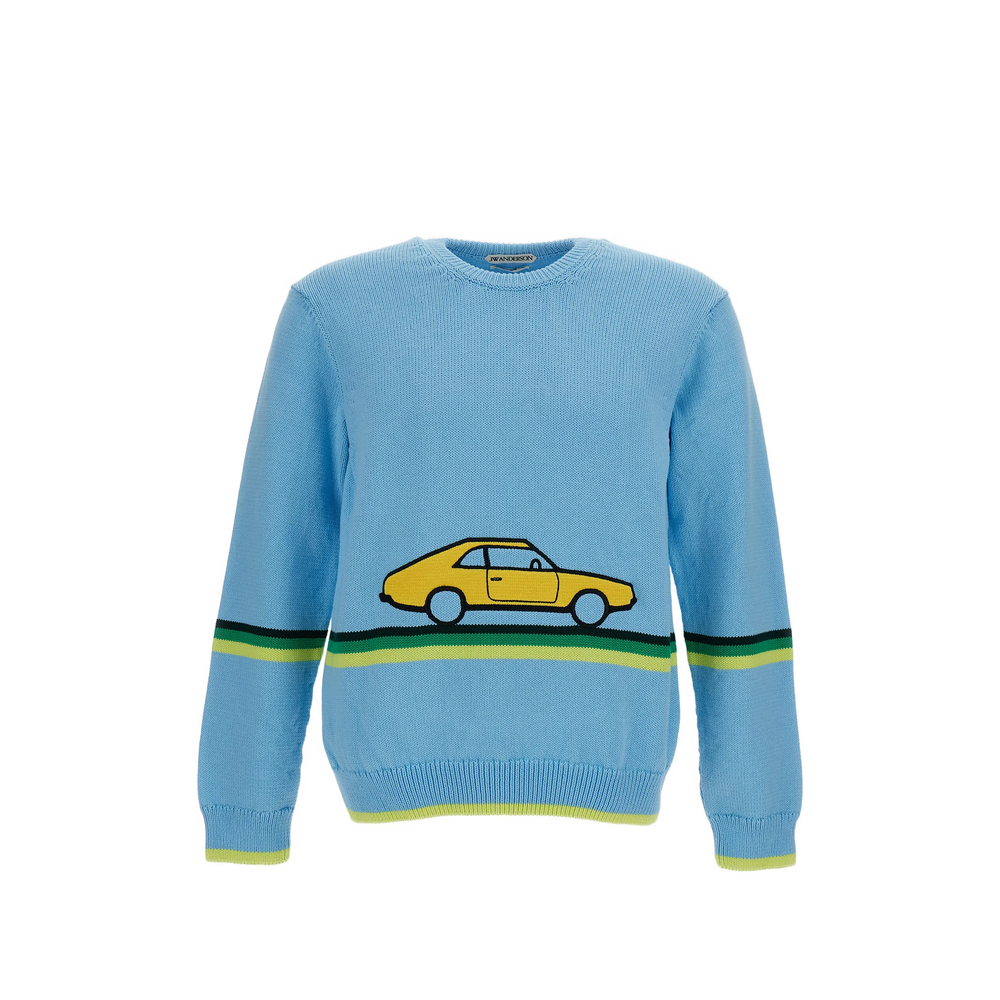 Jw Anderson Car-intarsia Striped Sweater