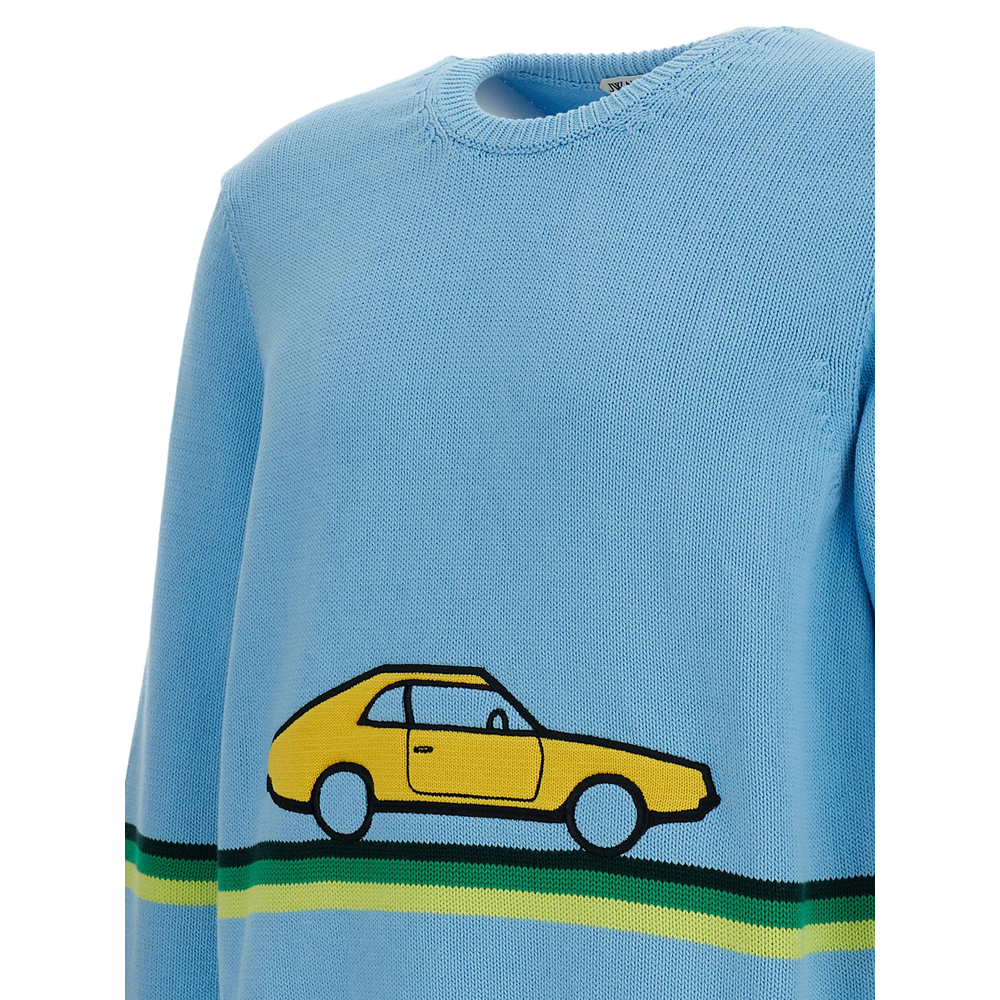 Car-Intarsia Striped Sweater
