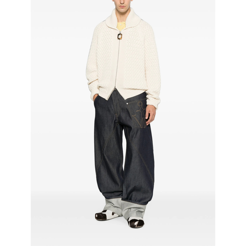 Cable Front Zip Sweater