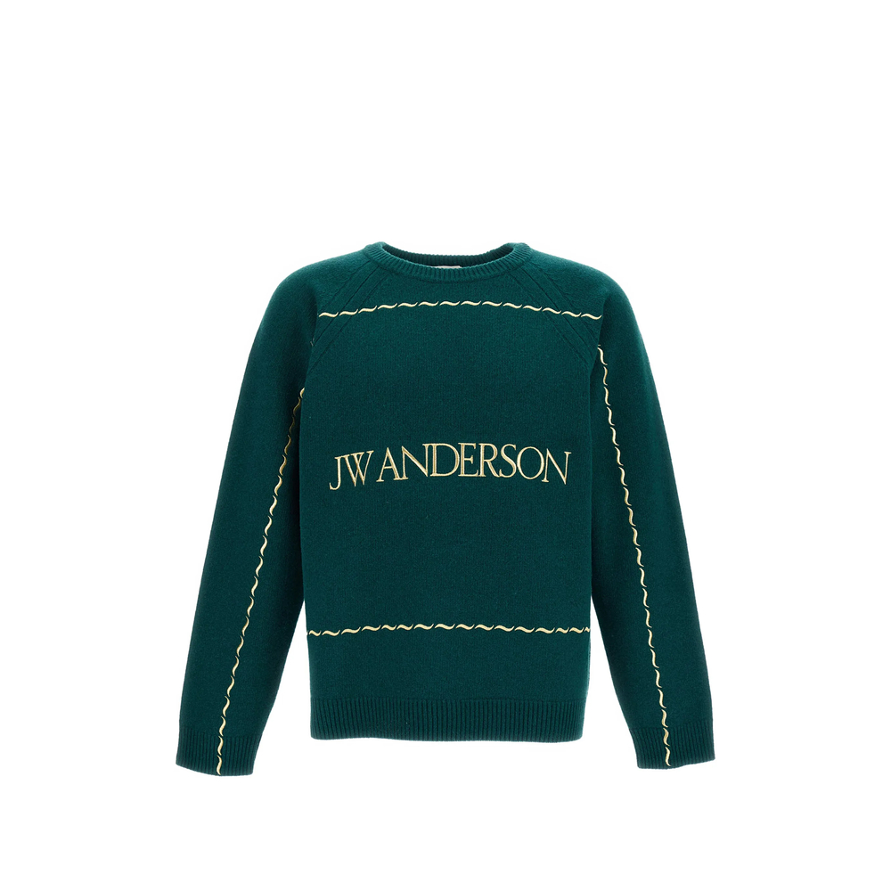 Jw Anderson Logo-embroidered Wavy-stitch Sweater