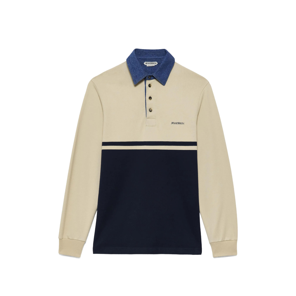Jw Anderson Denim-collar Colour-block Polo Shirt