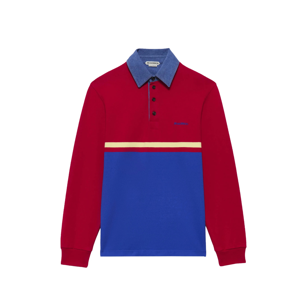 Jw Anderson Colour-block Long-sleeve Polo Shirt