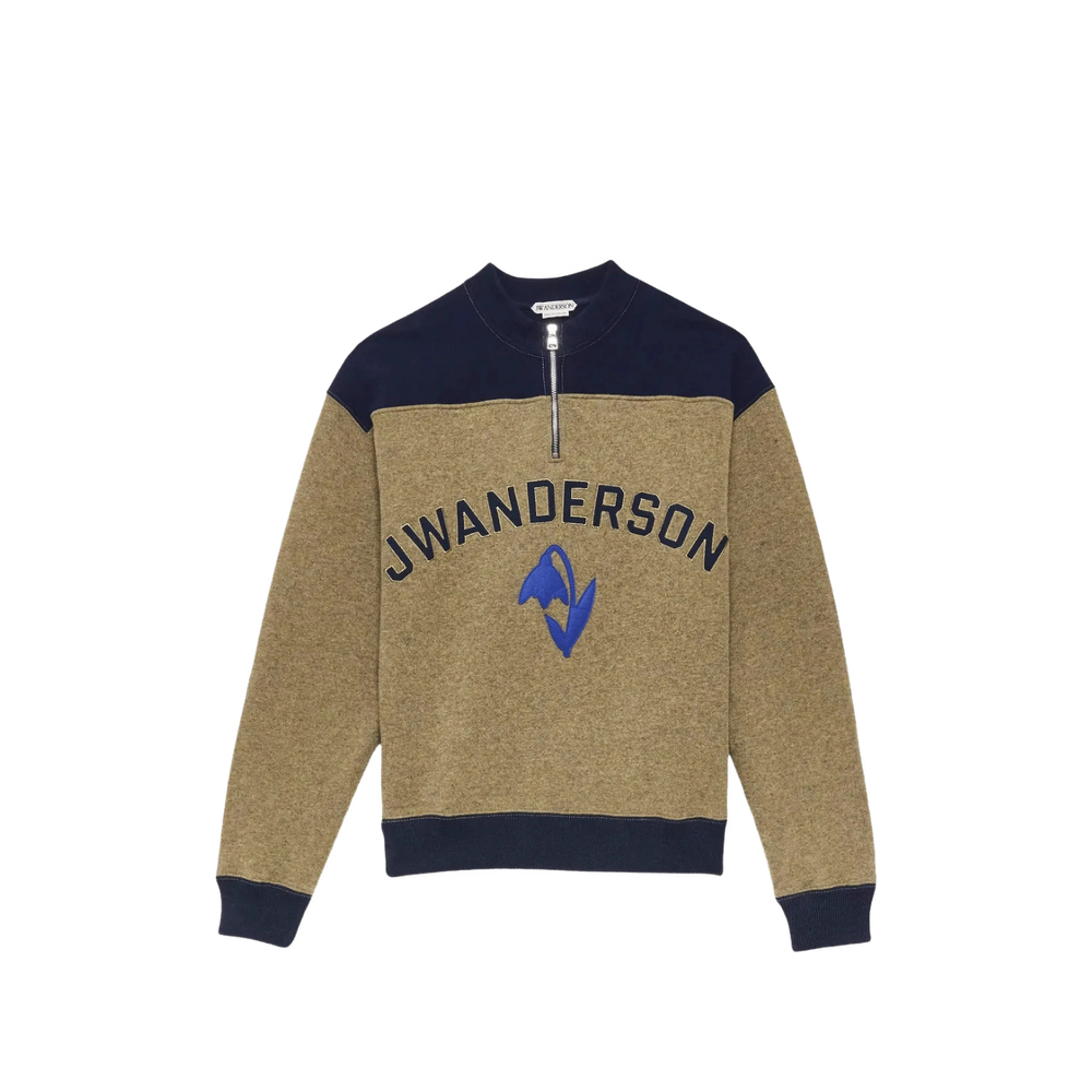 Jw Anderson Logo-embroidered Half-zip Sweatshirt