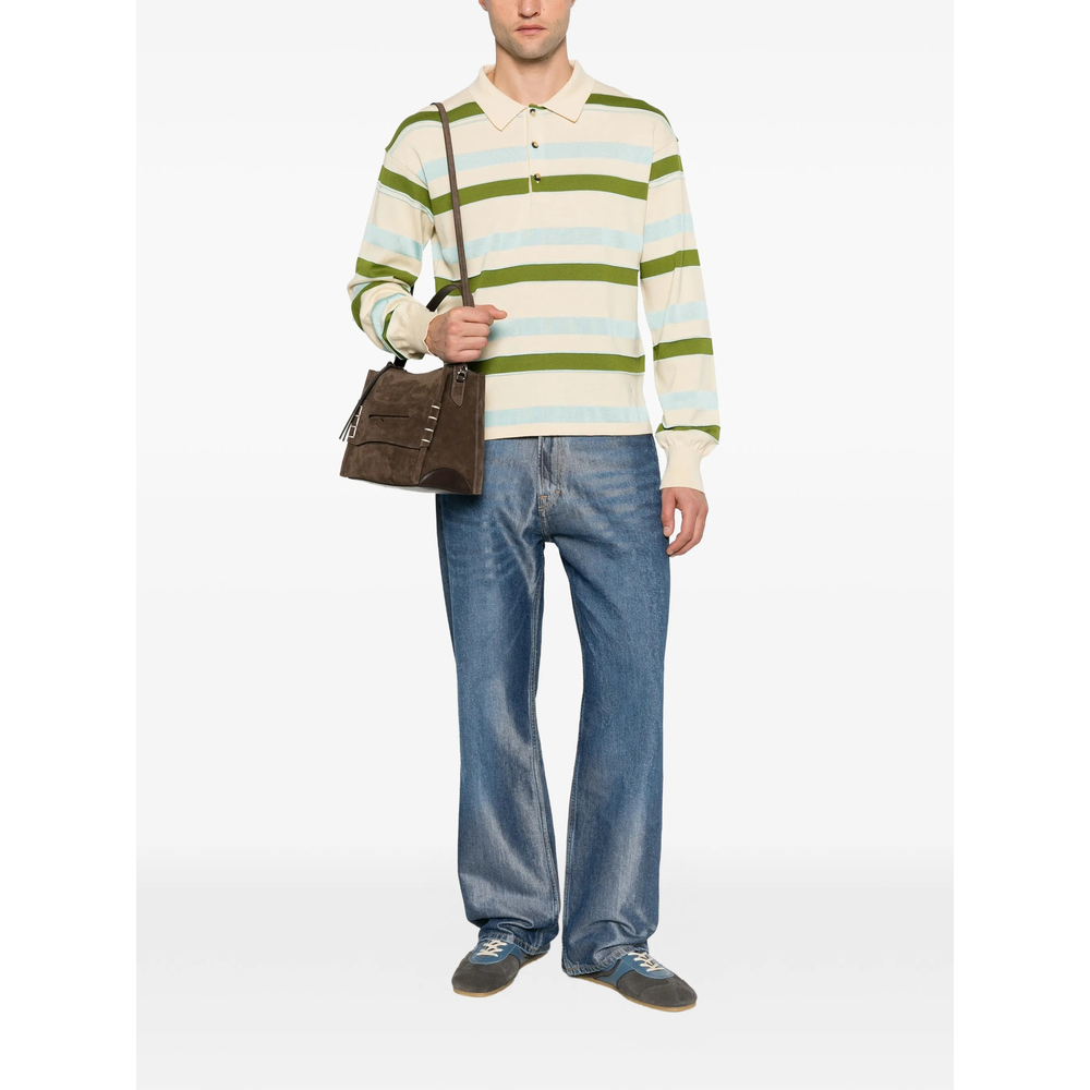 Striped Long-Sleeve Polo Shirt