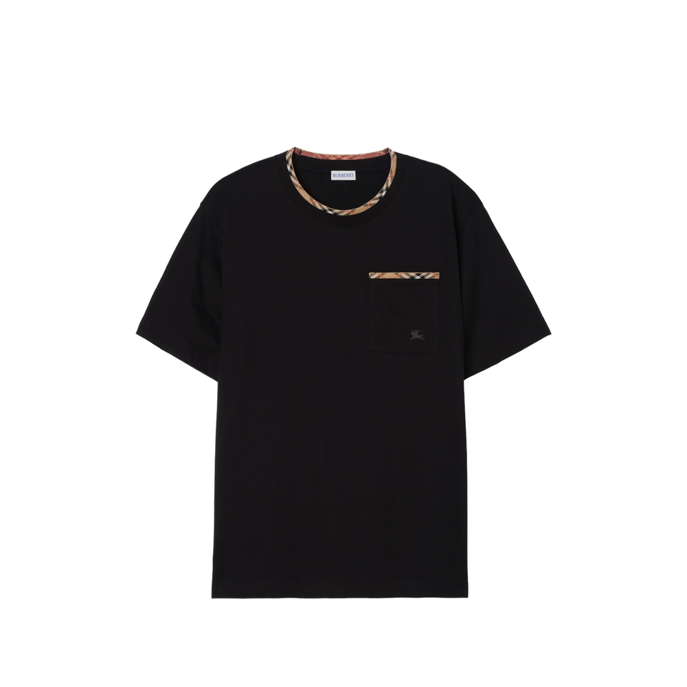 Check Trim Cotton T-Shirt