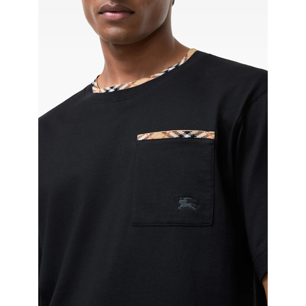 Check Trim Cotton T-Shirt