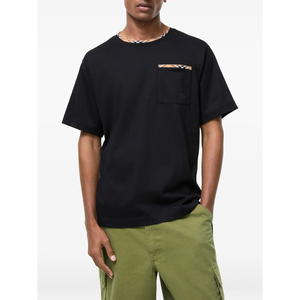 Check Trim Cotton T-Shirt