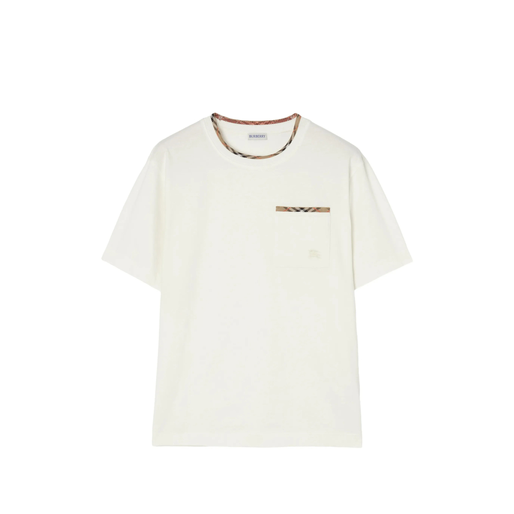 Check-Trim Cotton T-Shirt