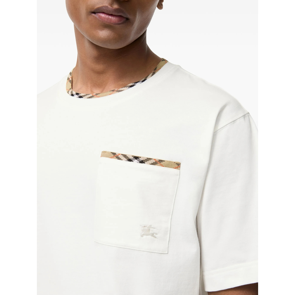 Check-Trim Cotton T-Shirt