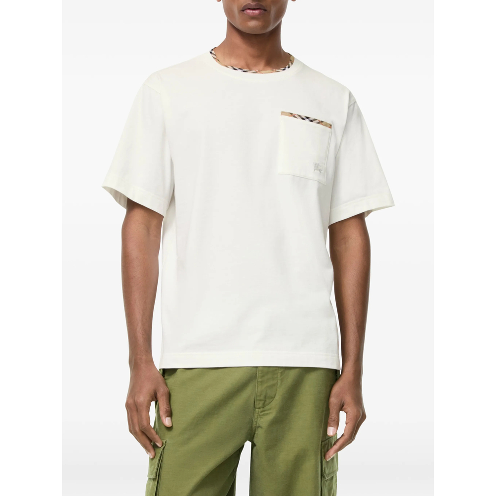 Check-Trim Cotton T-Shirt