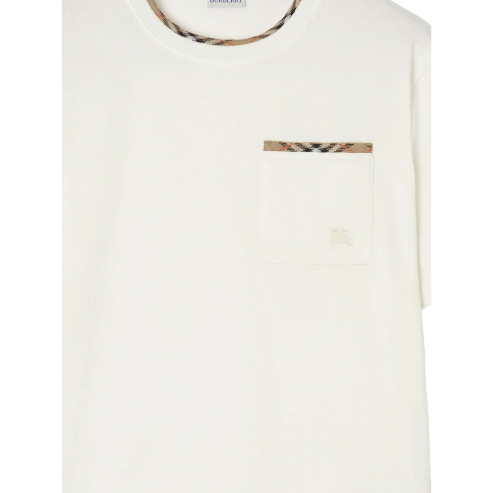 Check-Trim Cotton T-Shirt