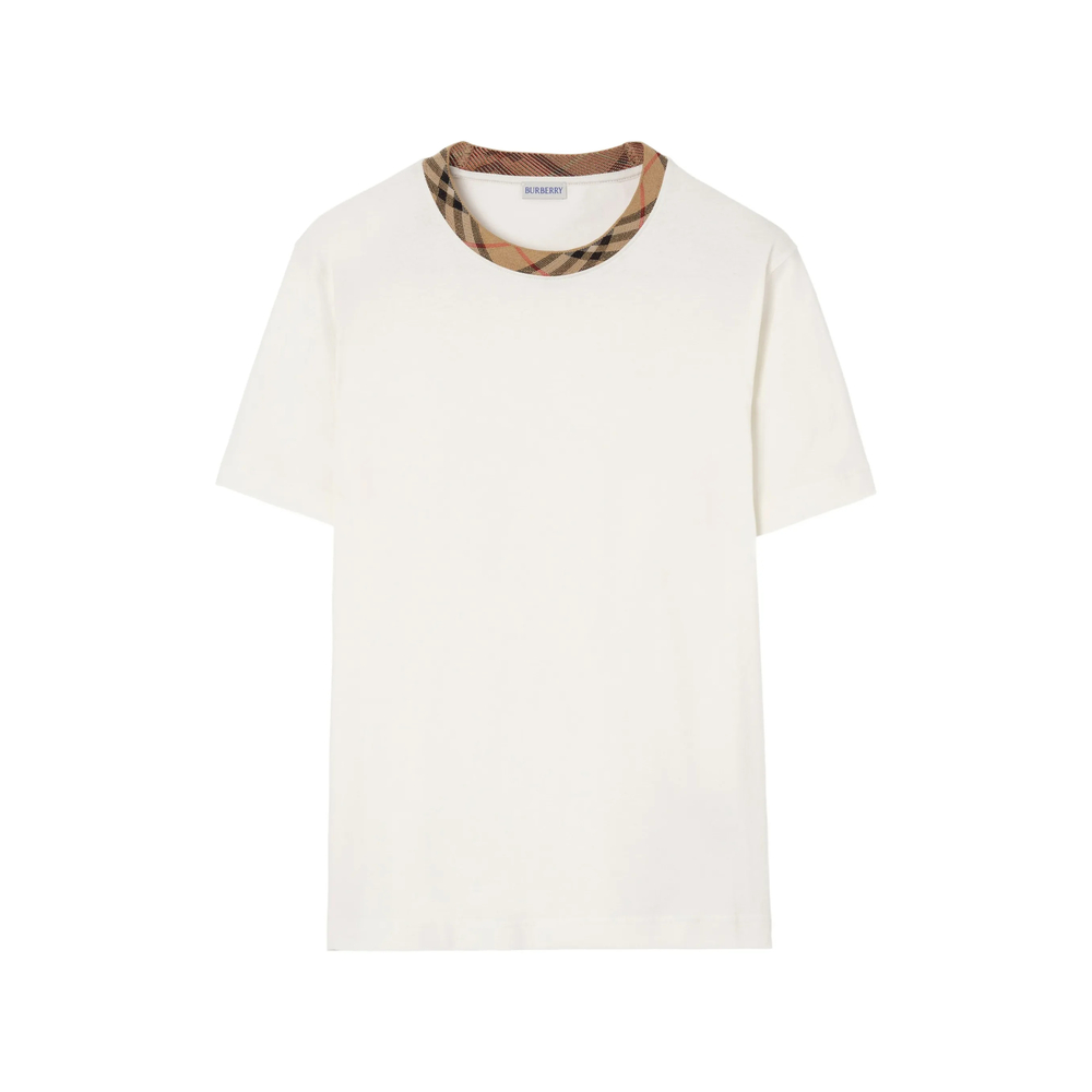 Check Trim Cotton T-Shirt