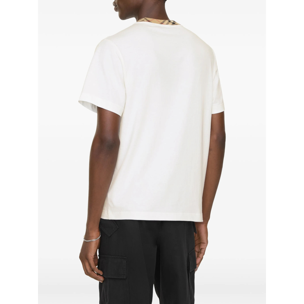 Check Trim Cotton T-Shirt