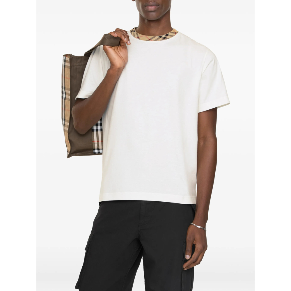 Check Trim Cotton T-Shirt