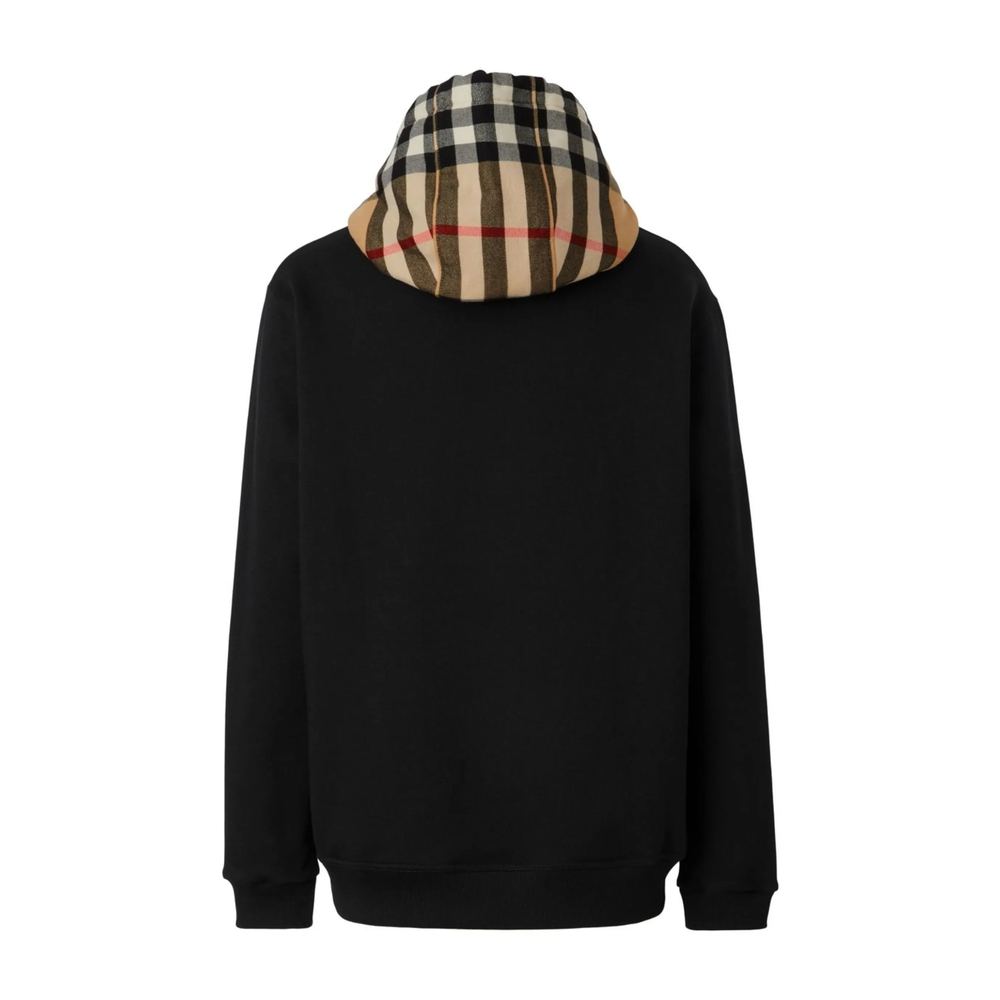 Check-Hood Cotton Hoodie