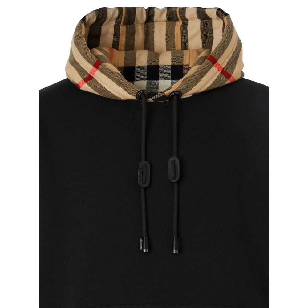 Check-Hood Cotton Hoodie