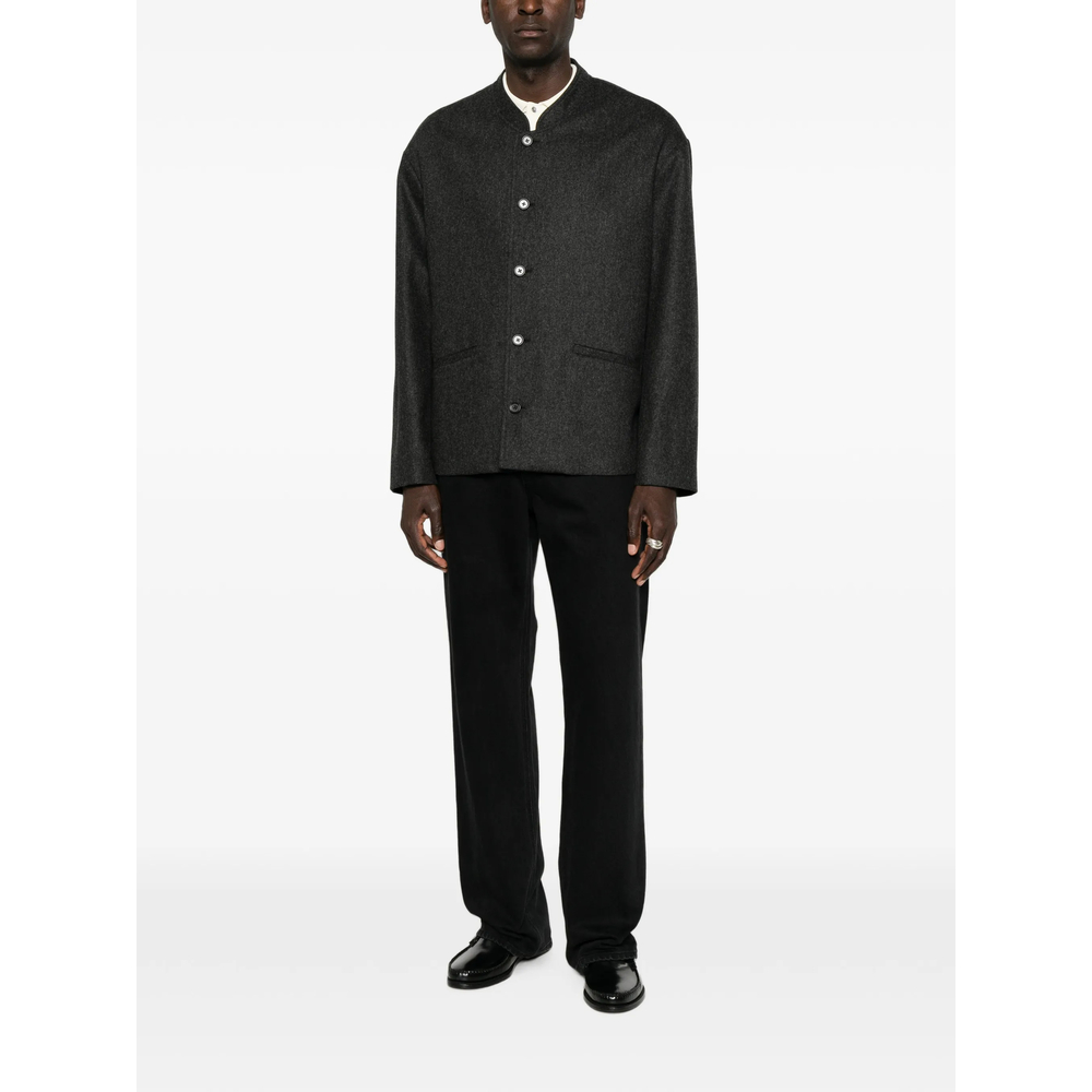 Band-Collar Single-Breasted Jacket