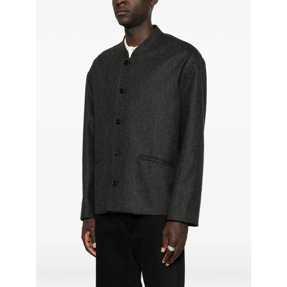Band-Collar Single-Breasted Jacket
