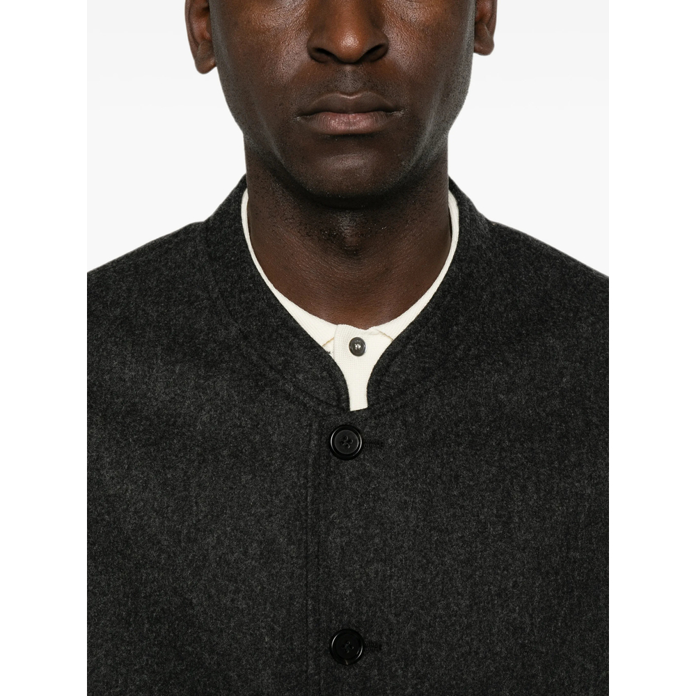 Band-Collar Single-Breasted Jacket
