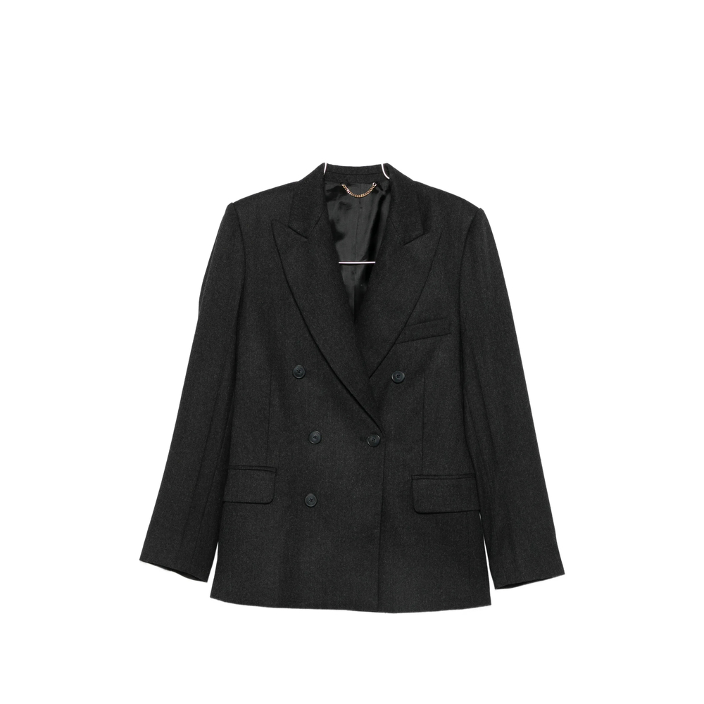 Victoria Beckham Double-breasted Wool Blazer In Gray