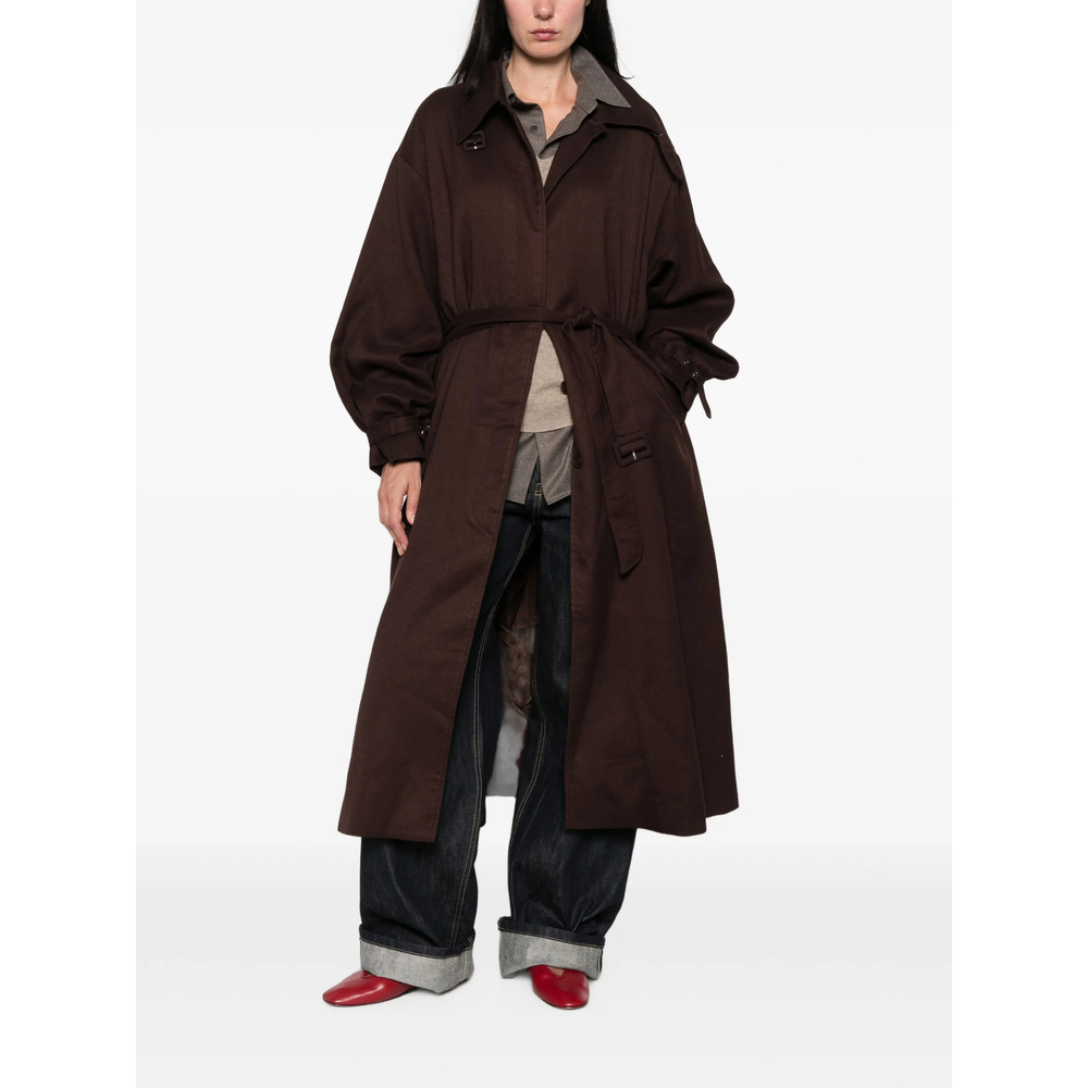 Belted Oversized-Collar Jacket