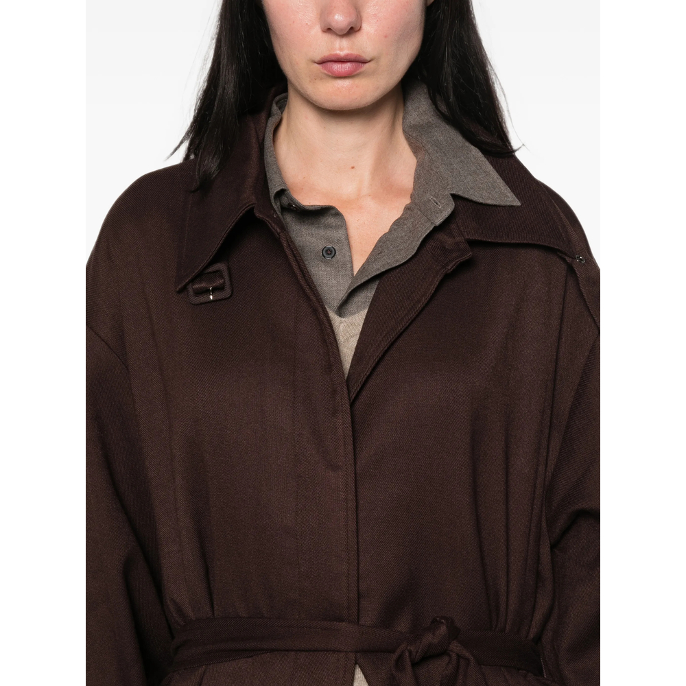 Belted Oversized-Collar Jacket