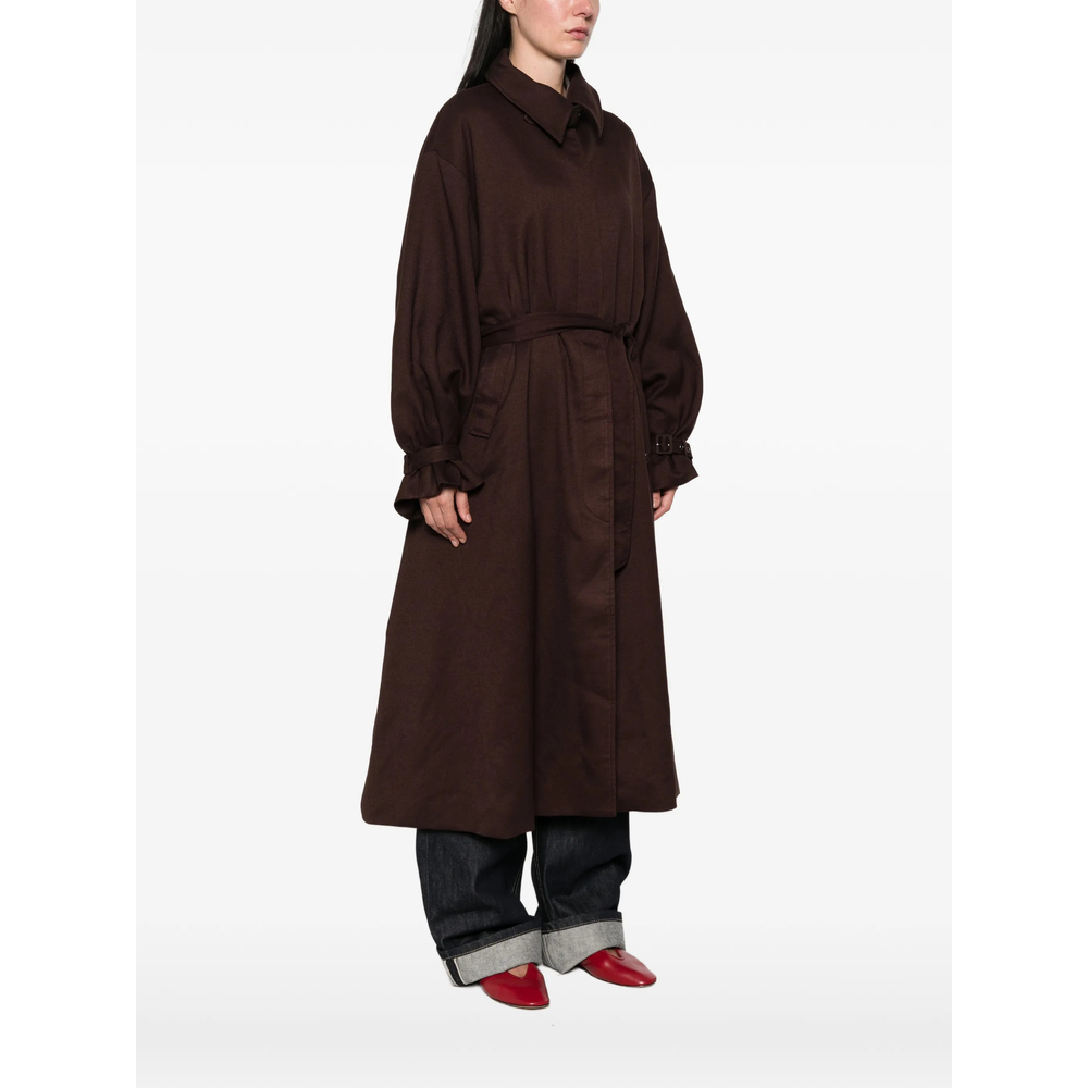 Belted Oversized-Collar Jacket