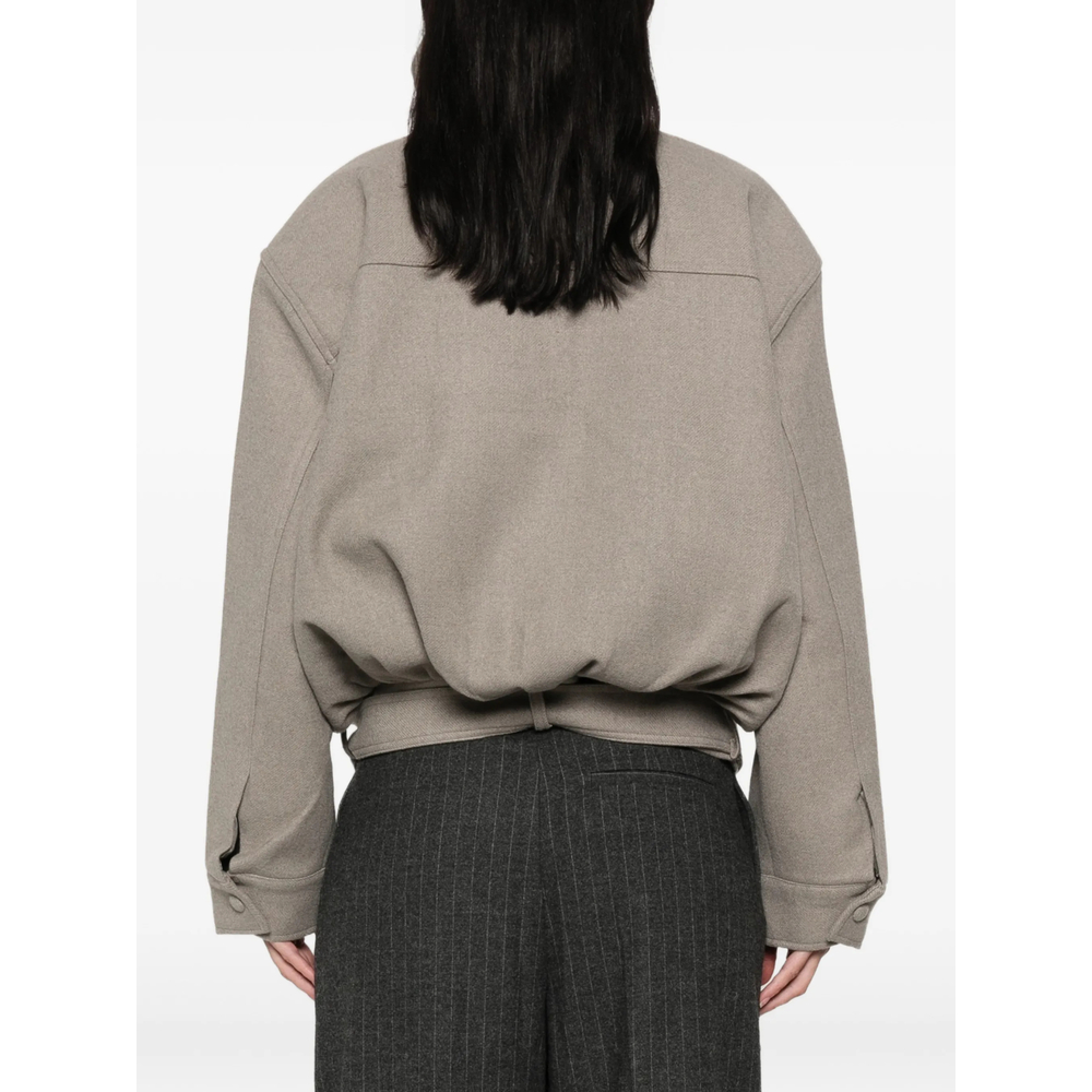 Belted High-Neck Bomber Jacket