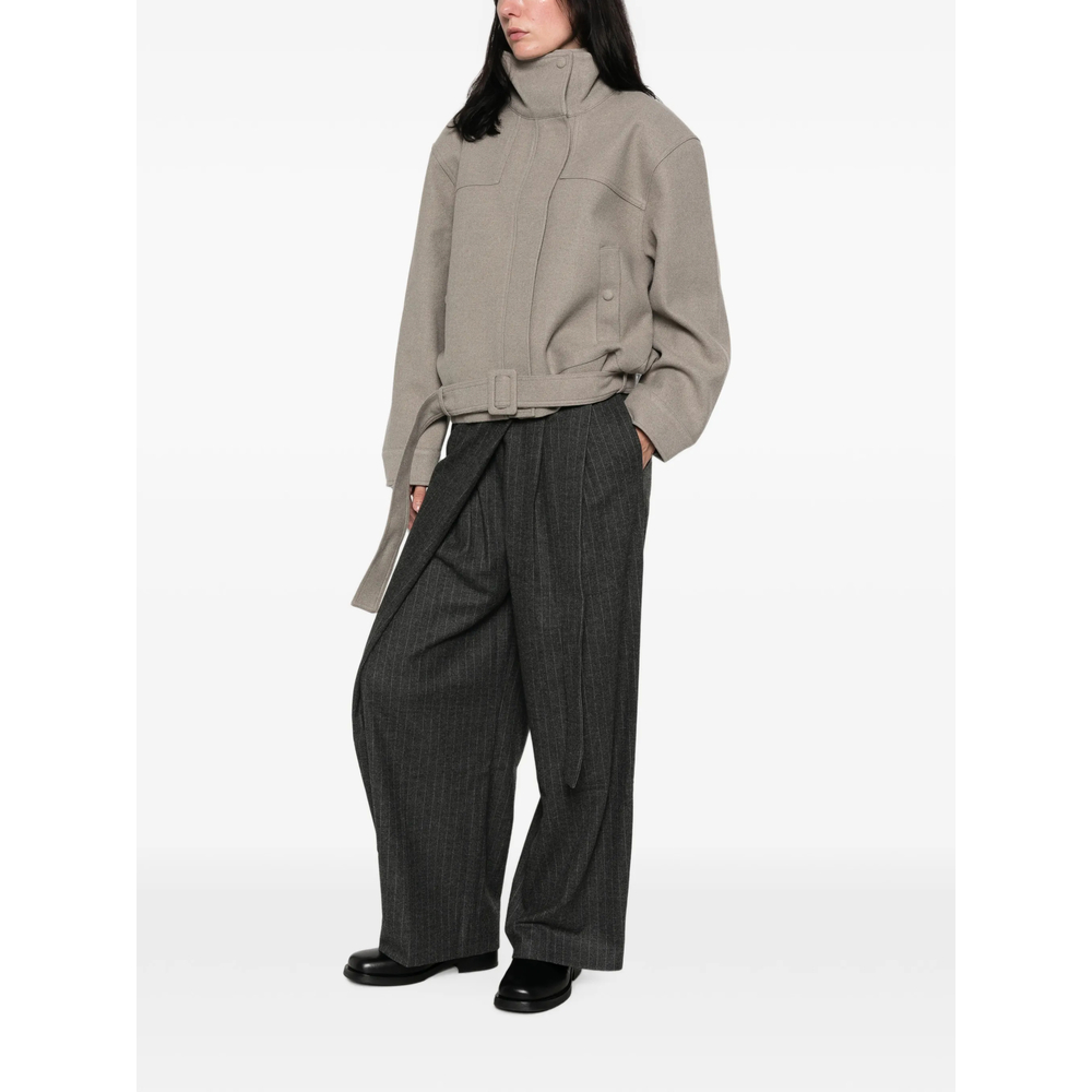 Belted High-Neck Bomber Jacket