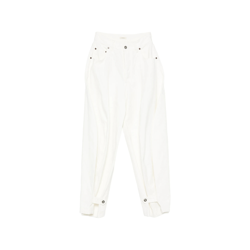 Buttoned-Cuff Pleated Jeans