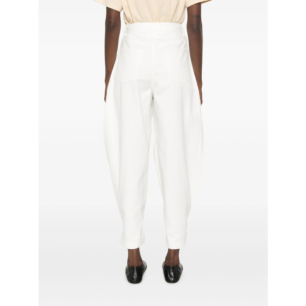 Buttoned-Cuff Pleated Jeans