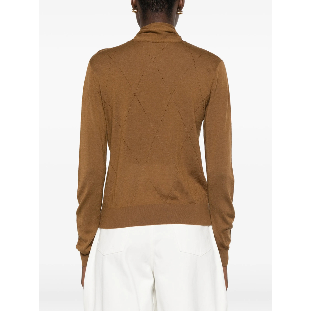 Pussy-Bow Pointelle-Knit Sweater