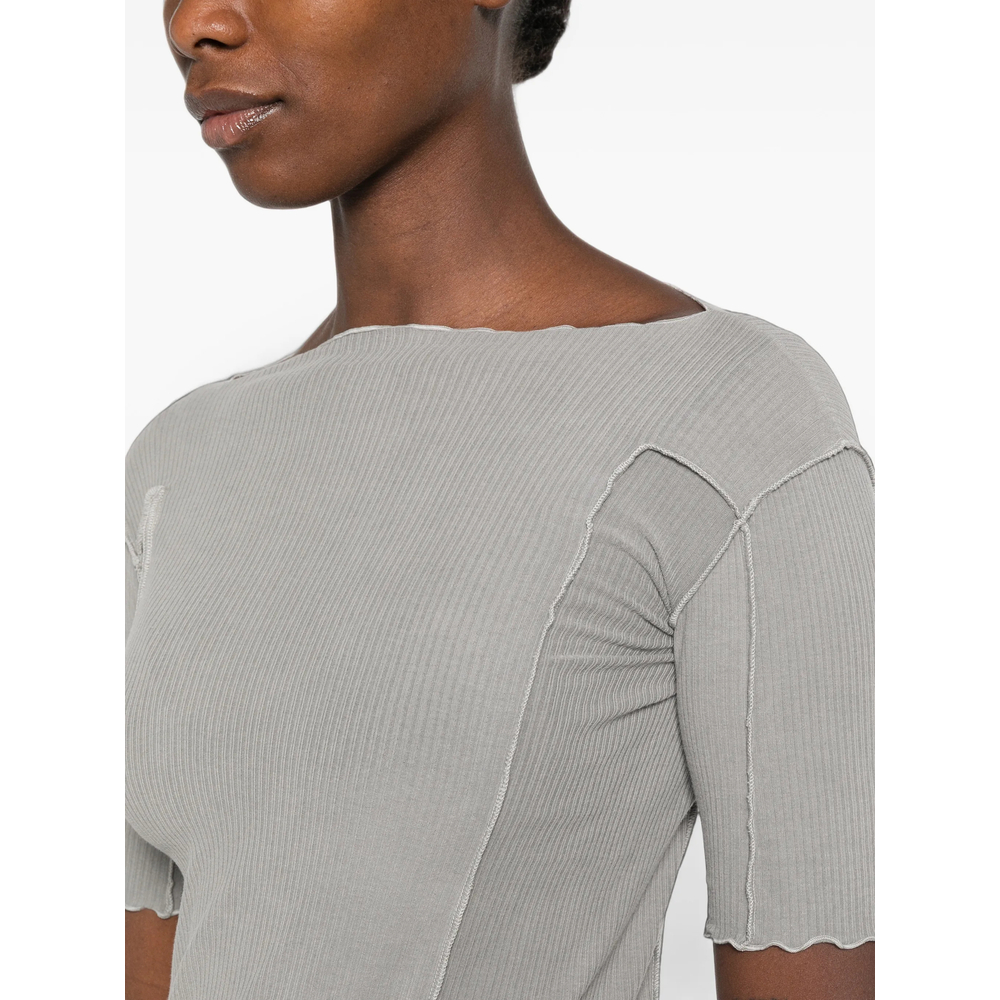 Ribbed-Knit Boat-Neck T-Shirt