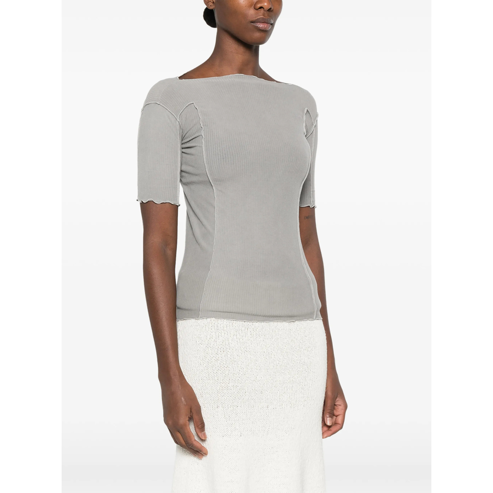 Ribbed-Knit Boat-Neck T-Shirt