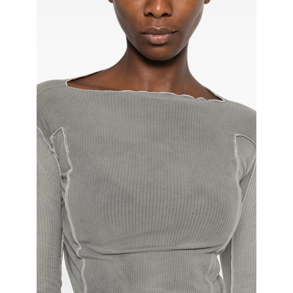 Omato Ribbed-Knit Boat-Neck Top