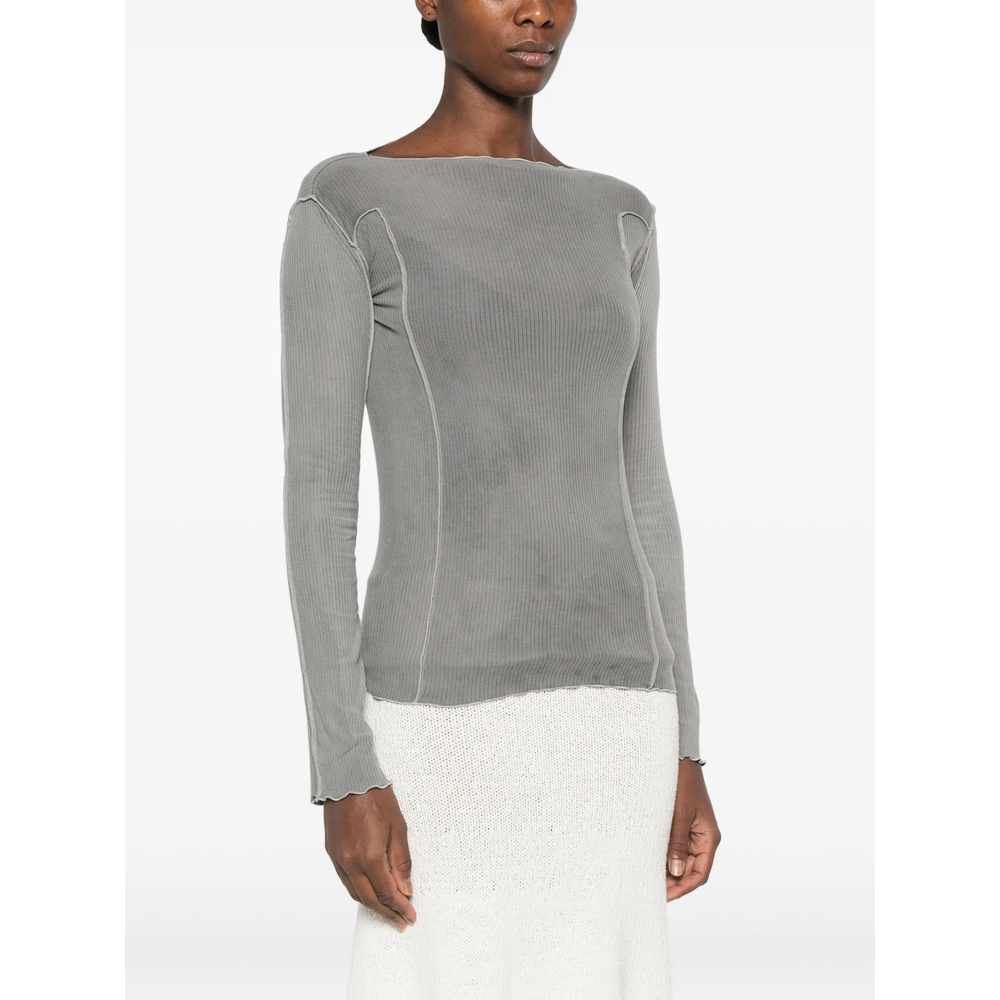 Omato Ribbed-Knit Boat-Neck Top