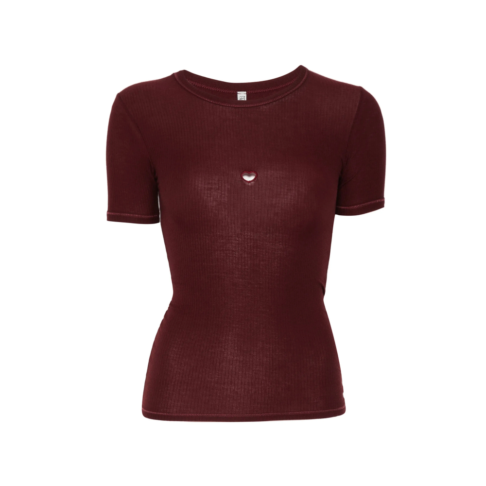 Baserange Heart-cutout Ribbed T-shirt