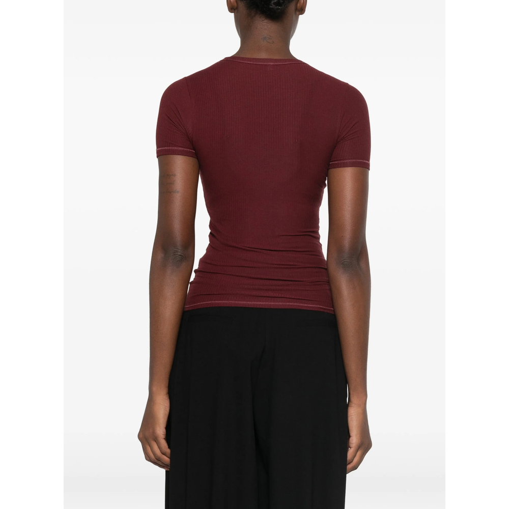 Ribbed Heart-Cutout T-Shirt