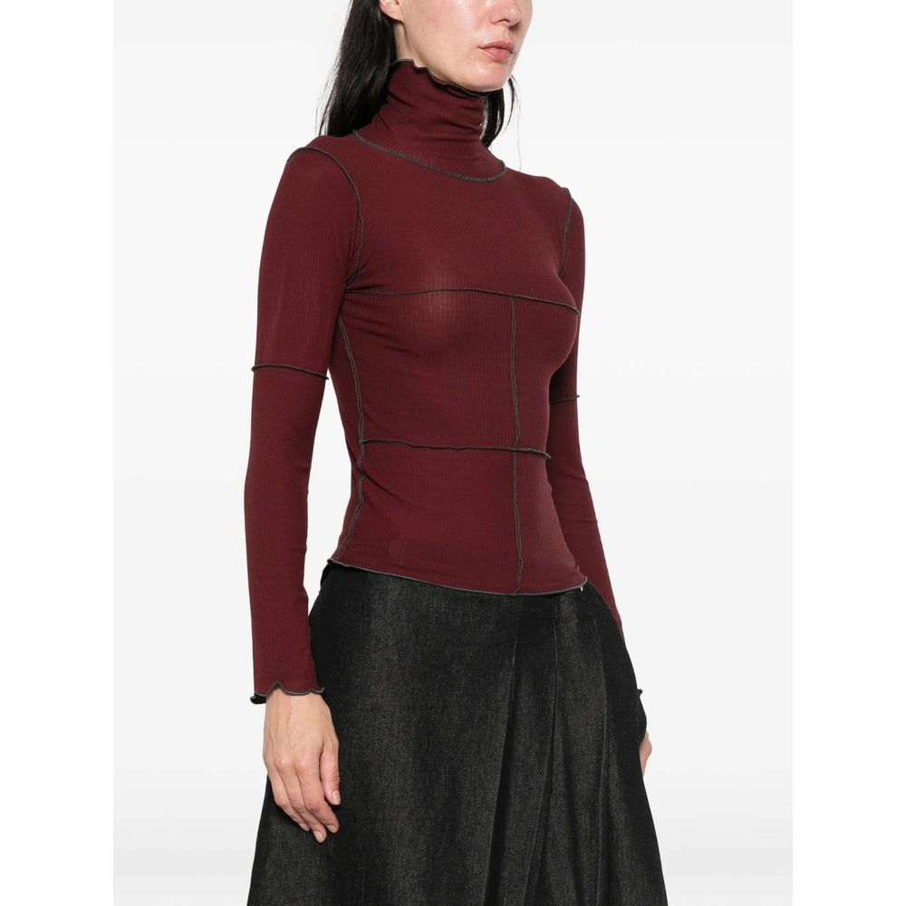 Exposed-Seam Ribbed-Knit Top