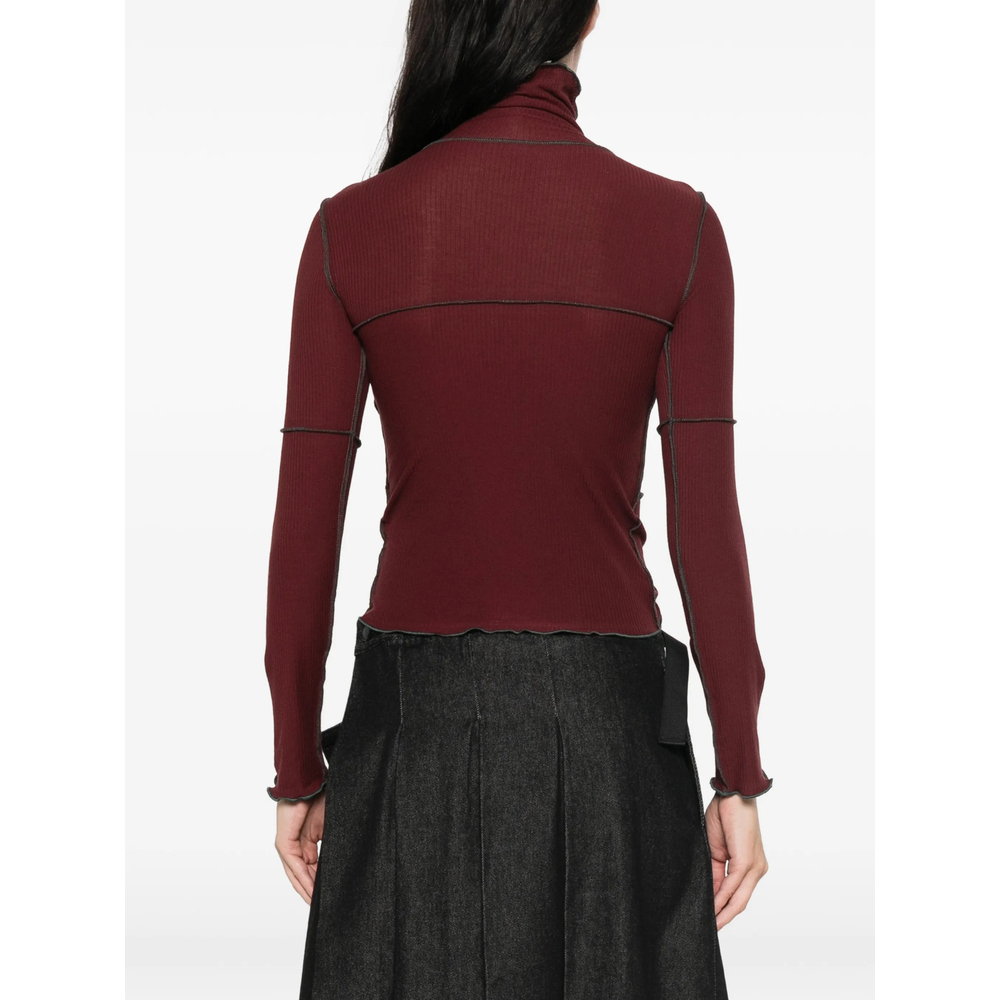 Exposed-Seam Ribbed-Knit Top