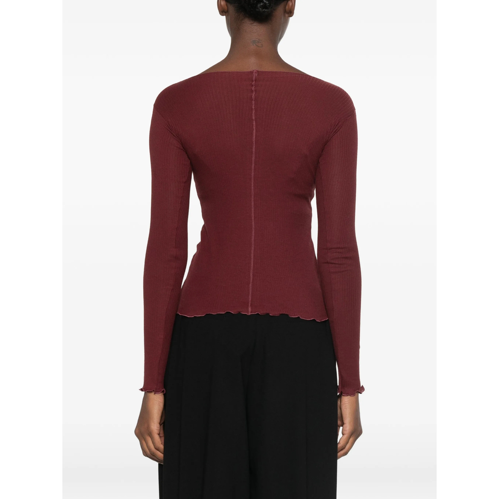 Ribbed-Knit Boat-Neck T-Shirt