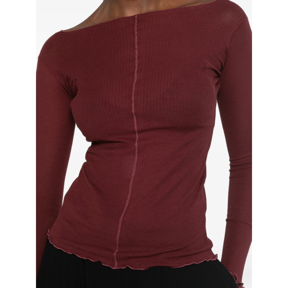 Ribbed-Knit Boat-Neck T-Shirt