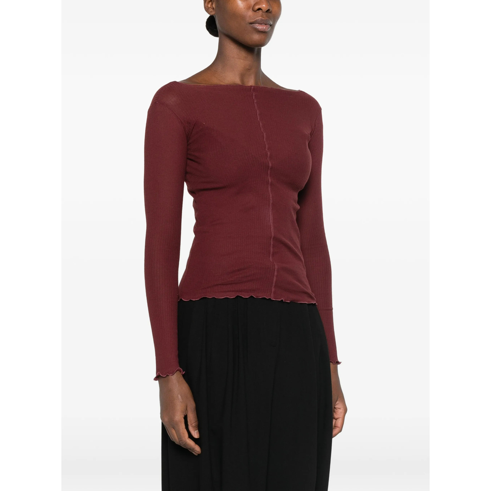 Ribbed-Knit Boat-Neck T-Shirt