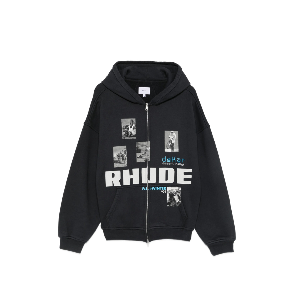 R H U D E Logo-print Zip-up Hoodie