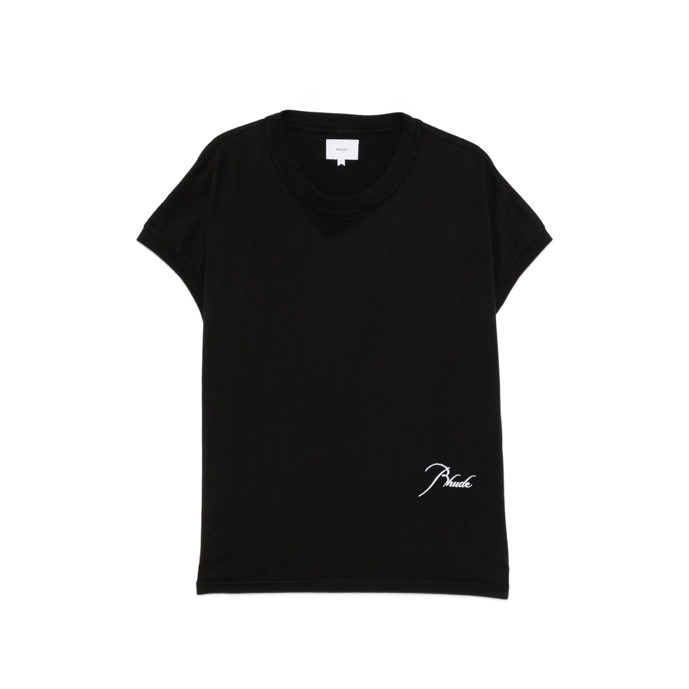 R H U D E Logo-embroidered Cap-sleeve T-shirt