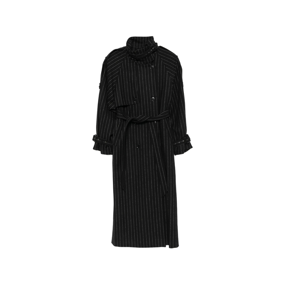 Pinstripe-Pattern Double-Breasted Coat