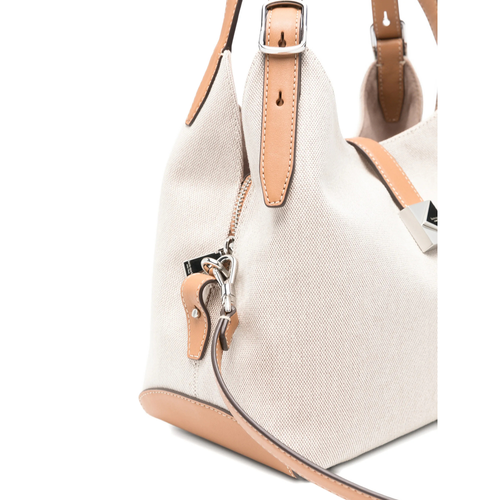 Leather-Trim Canvas Tote Bag